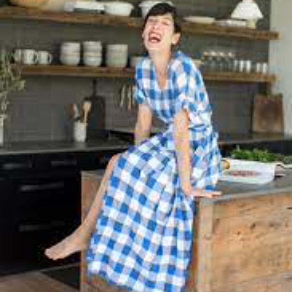 Mara Hoffman Ingrid gingham midi wrap dress size XS